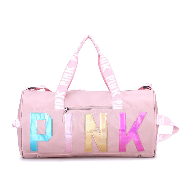 PINK Waterproof Women Travel Bag Sports Gym