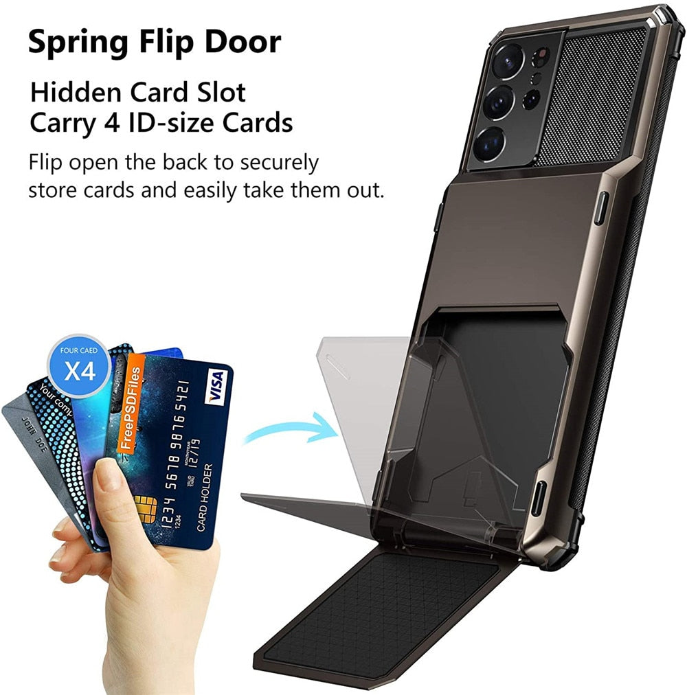 For Samsung Galaxy S21 Ultra Case S22 + Wallet Credit Card Holder Slot Cover for Samsung GalaxyS21 Galaxy S21 S 21 Plus Ultra