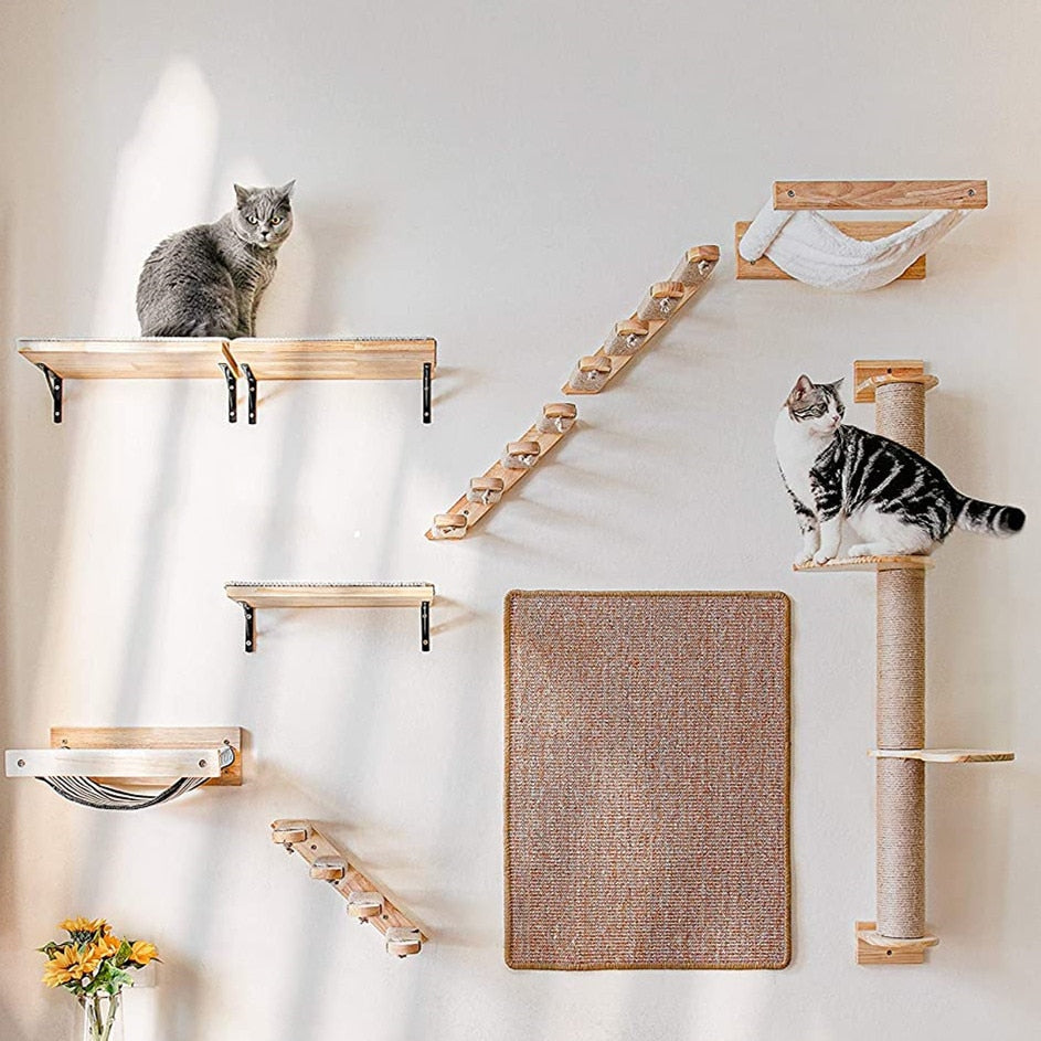 Set Wooden Cat Tree House