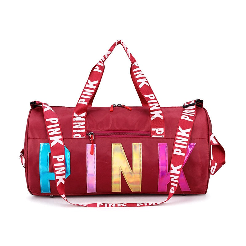 PINK Waterproof Women Travel Bag Sports Gym