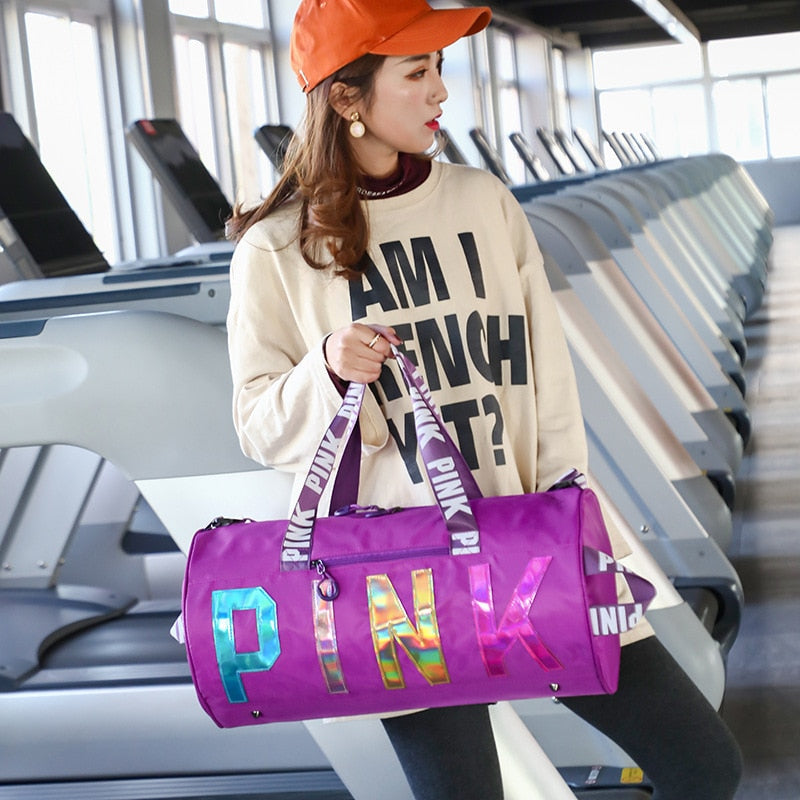 PINK Waterproof Women Travel Bag Sports Gym