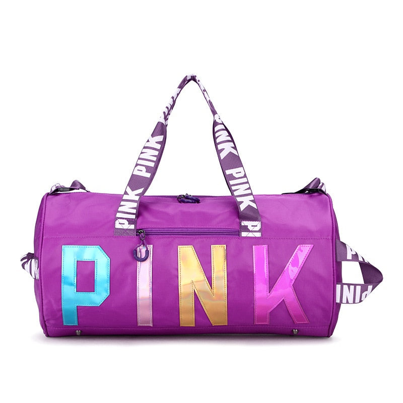 PINK Waterproof Women Travel Bag Sports Gym