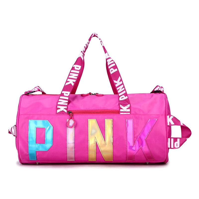 PINK Waterproof Women Travel Bag Sports Gym