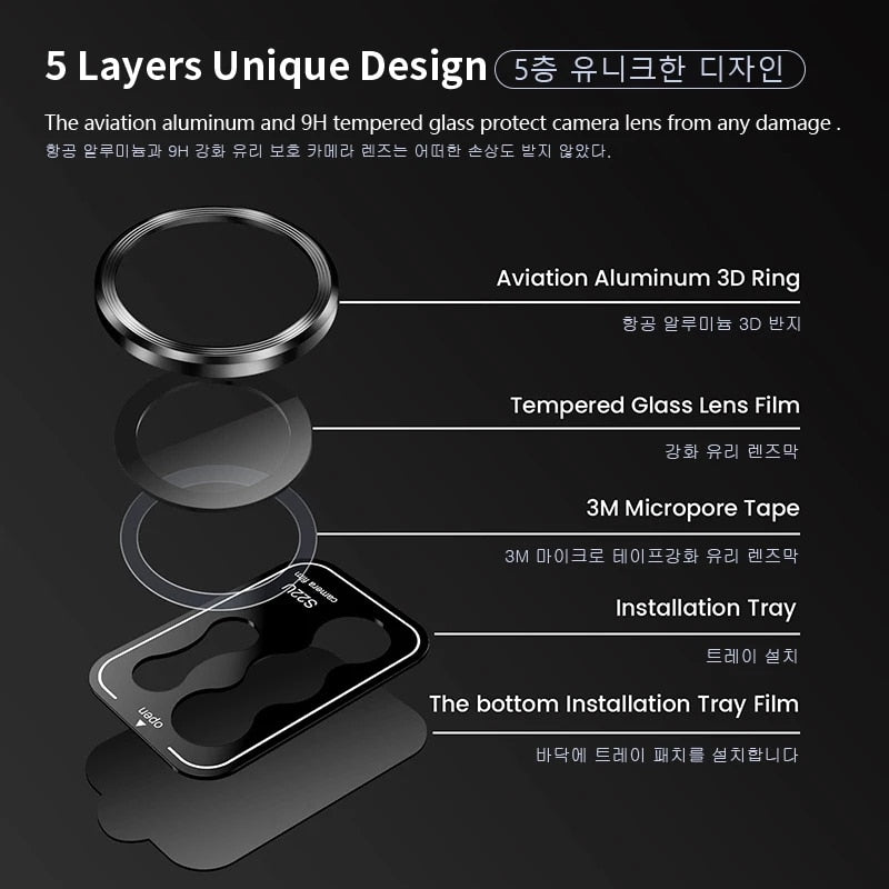 For Samsung Galaxy S23 Ultra Camera Lens Protectors Metal Camera Ring Case Tempered Glass For Samsung S22Ultra 5G Protective Cap